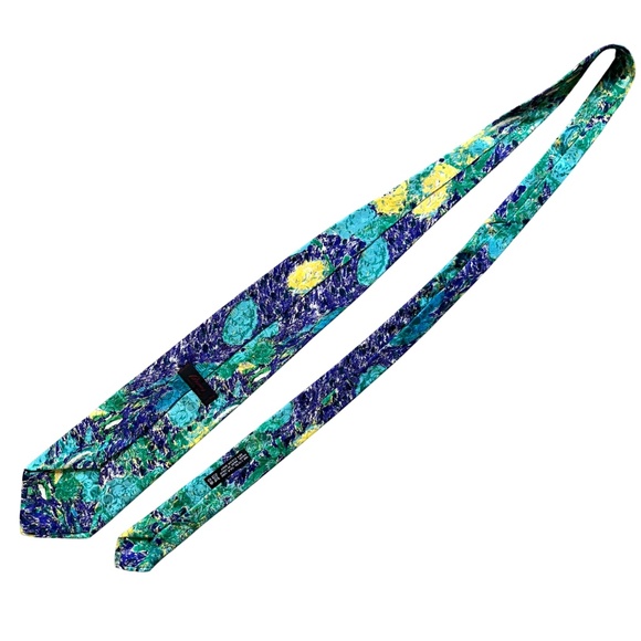 Brioni Italy Mens 100% Silk Tie Abstract Colorful Artsy Blue Green Print - Picture 4 of 6